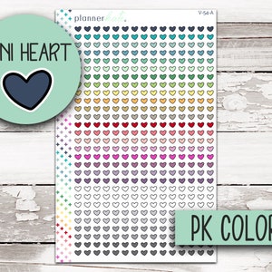 V-54 Mini Heart Doodle Stickers A) PK Colors