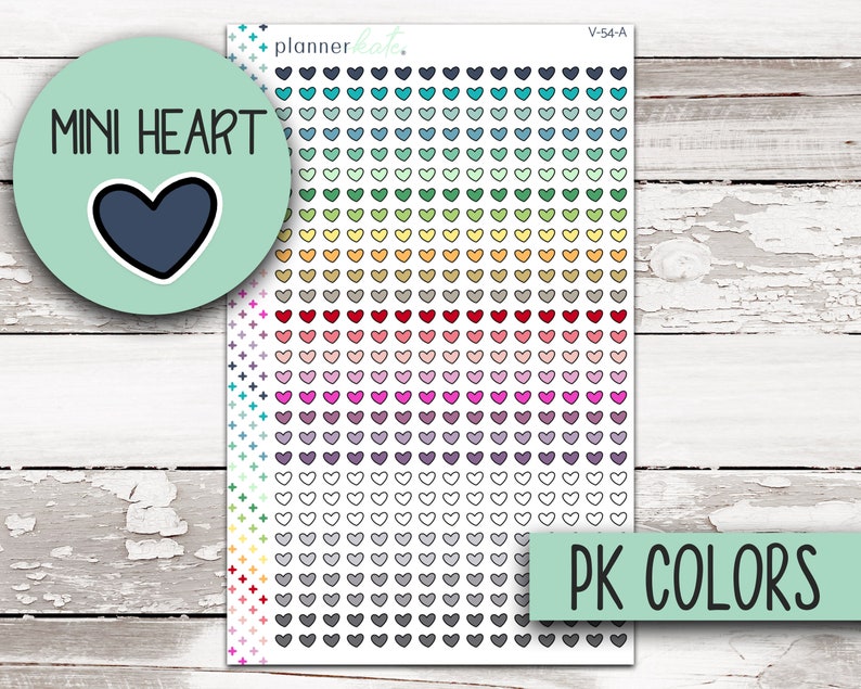 V-54 Mini Heart Doodle Stickers A) PK Colors