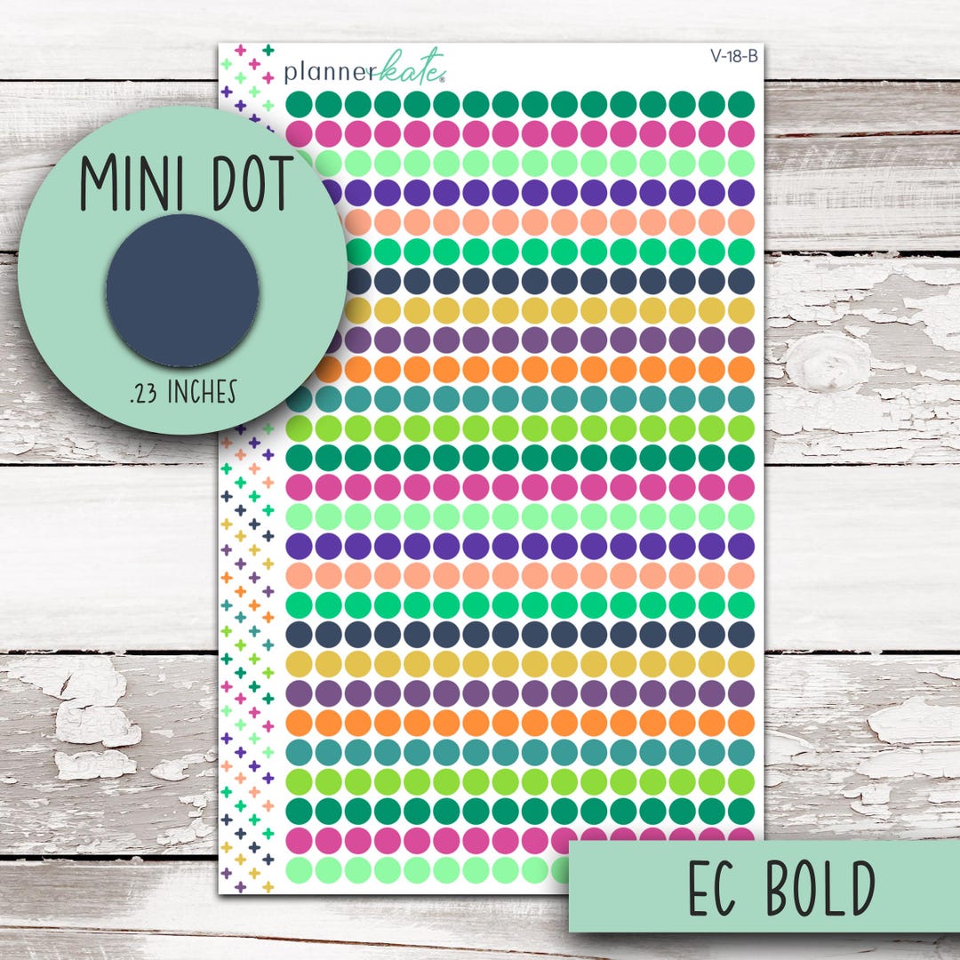 25% OFF! Mini Dot Stickers for Planner - EC Monthly Bold || V-18 - Etsy