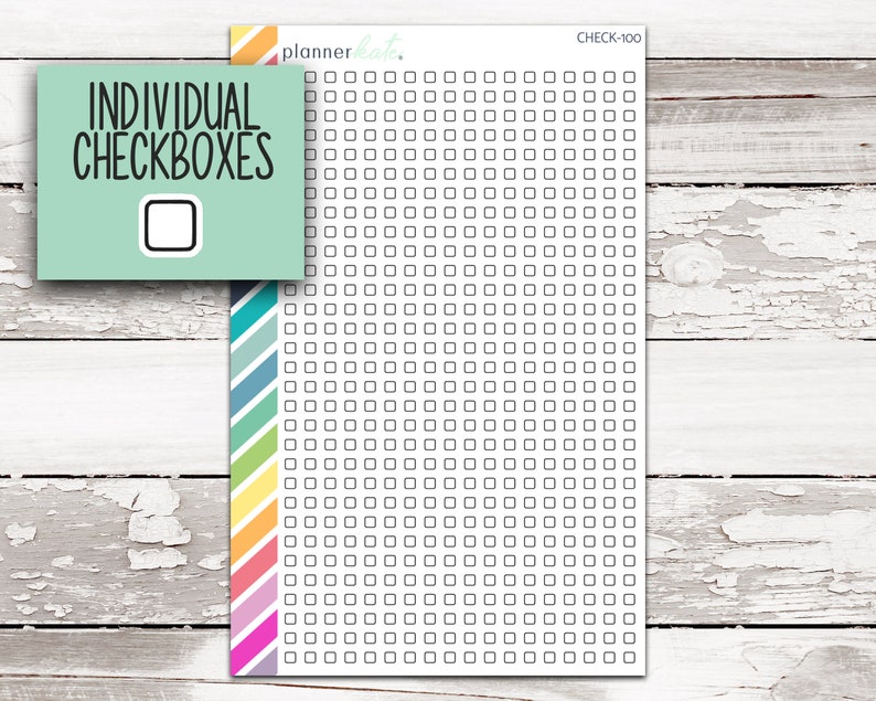 CHECK-100 INDIVIDUAL CHECKBOXES Planner Stickers image 1
