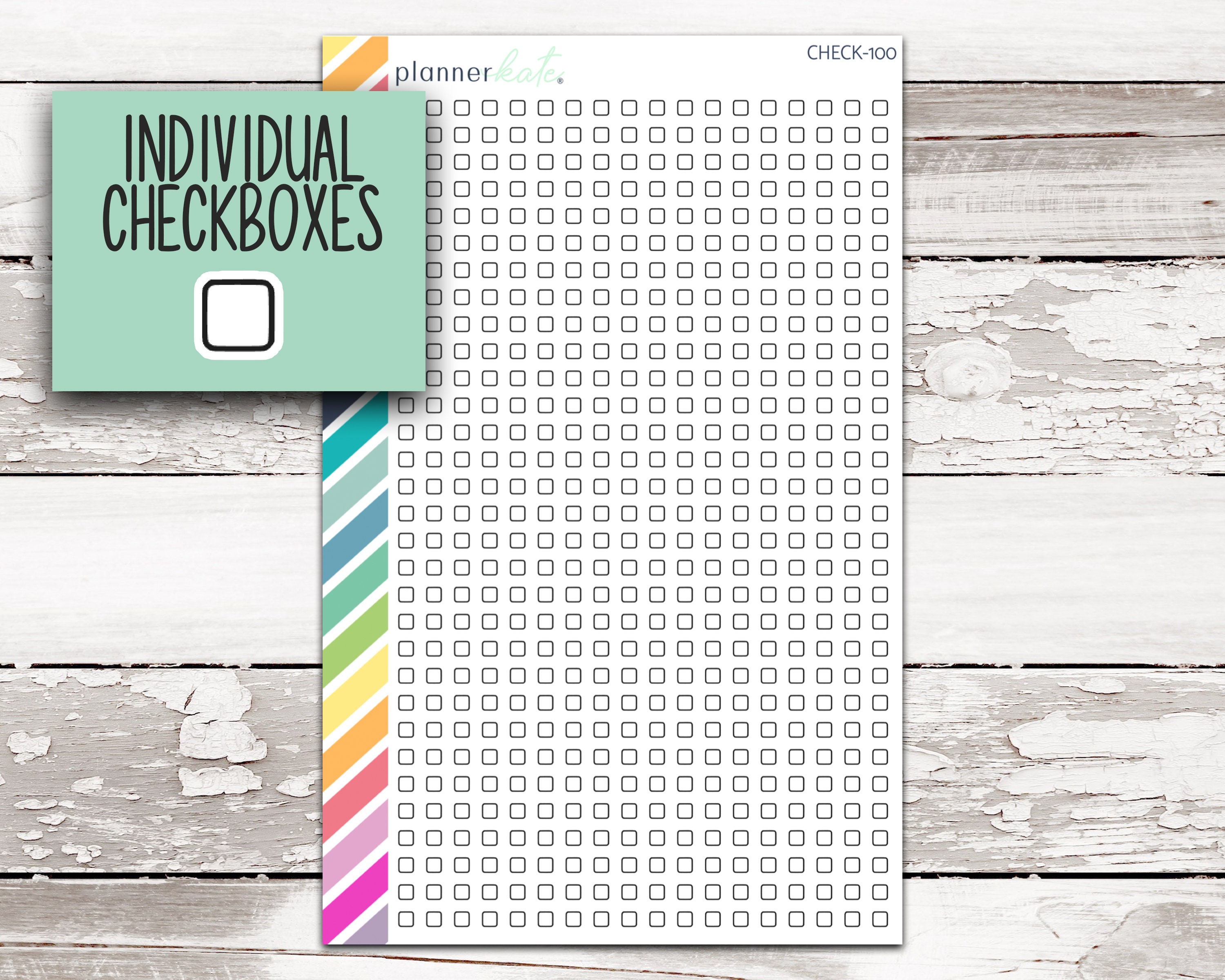 CHECK-100 || INDIVIDUAL CHECKBOXES Planner Stickers - Etsy