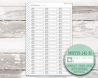 MNTH-141-N || CREDIT CARD Due Bill Stickers for 7x9 Planner