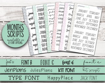 FONT-5 || MONTHS Scripts (Large) - 12 Font Options