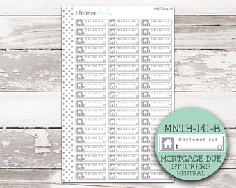 MNTH-141-B || MORTGAGE DUE Bill Stickers for 7x9 Planner