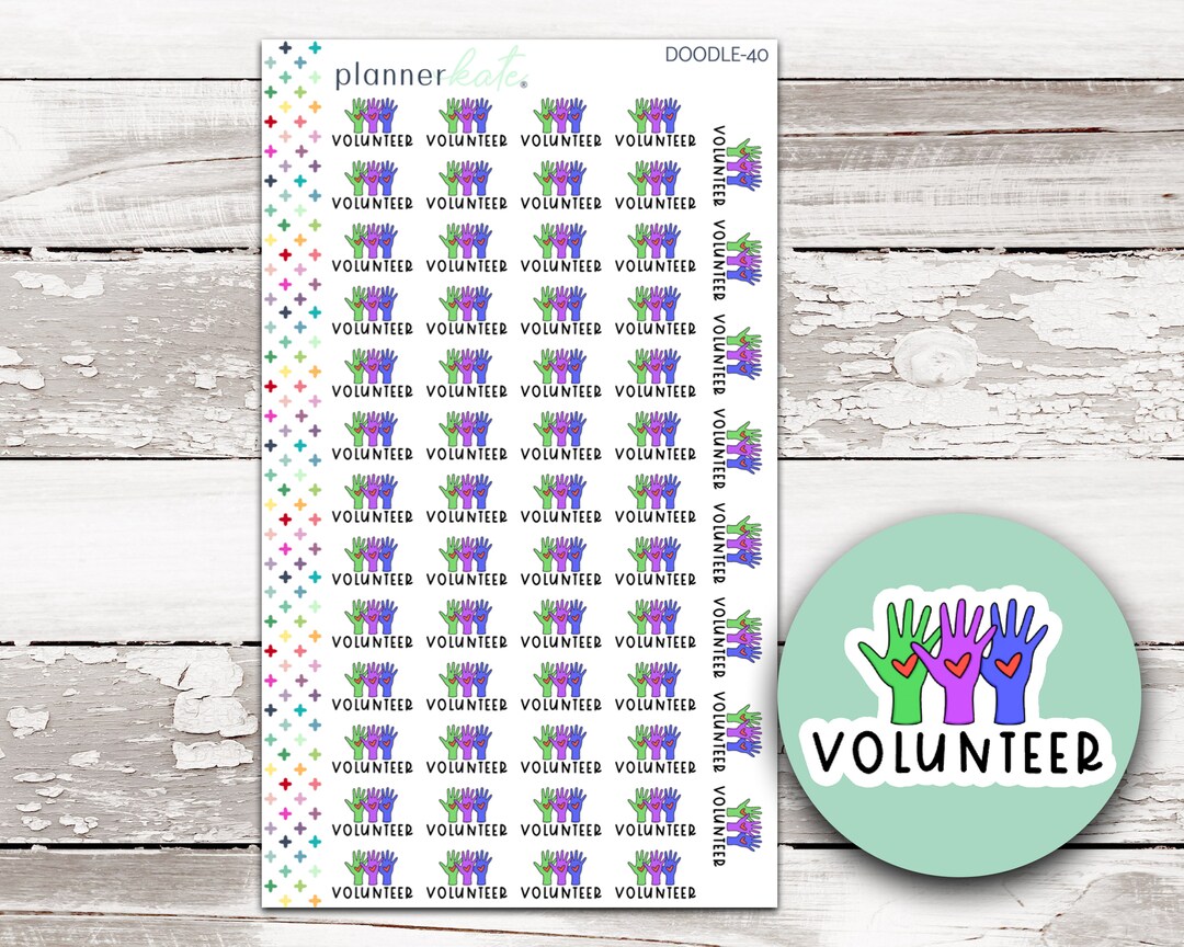 DOODLE-40 || Volunteer Doodle Stickers - Etsy