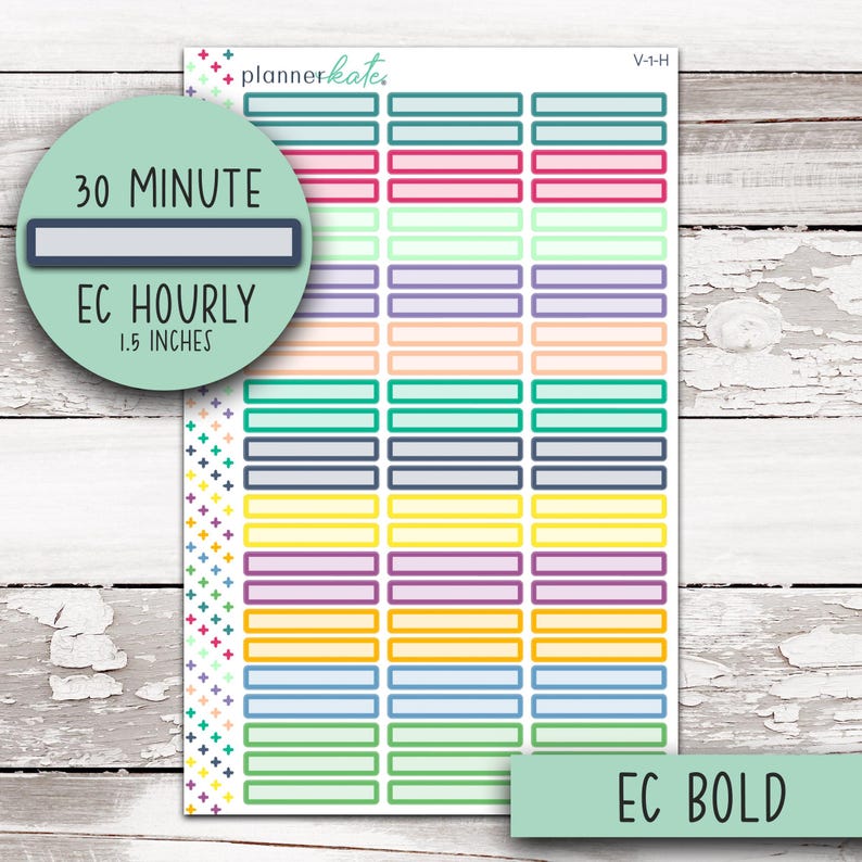 V-1 || 30 MINUTE LABELS for 7x9 Planner - Ec Bold