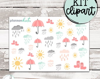 KIT-616 CLIPART || "Raindrops & Sunshine" Kit Add Ons