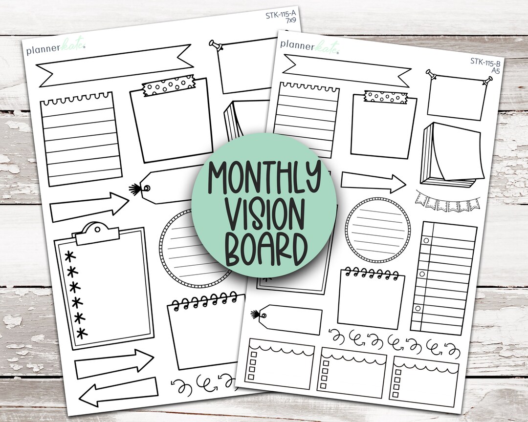 STK-115 || Monthly VISION BOARD Shell Planner Stickers - Etsy UK