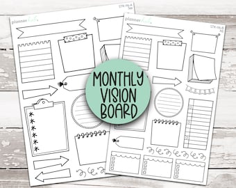 STK-115 || Monthly VISION BOARD Shell Planner Stickers