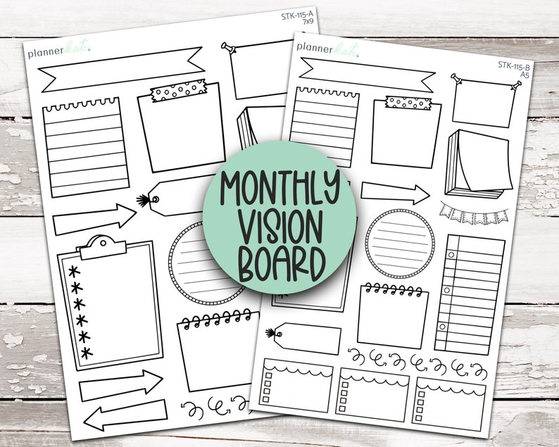 STK-115 Monthly VISION BOARD Shell Planner Stickers image 1