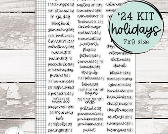 KIT-6XX A-5 || 2024 Kit Mixed Script Holidays for 7x9 Planner