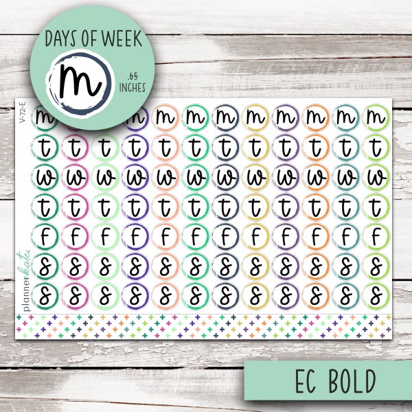 V-72-E || Days of Week Circles - EC Monthly Bold