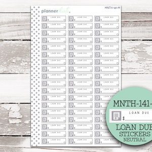 MNTH-141-M // VENCIMIENTO DEL PRÉSTAMO Bill Stickers para 7x9 Planner