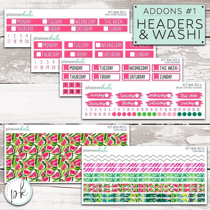 KIT-826 ADD ONS #1 || "Tropical Paradise" Kit Add Ons - Headers / Washi
