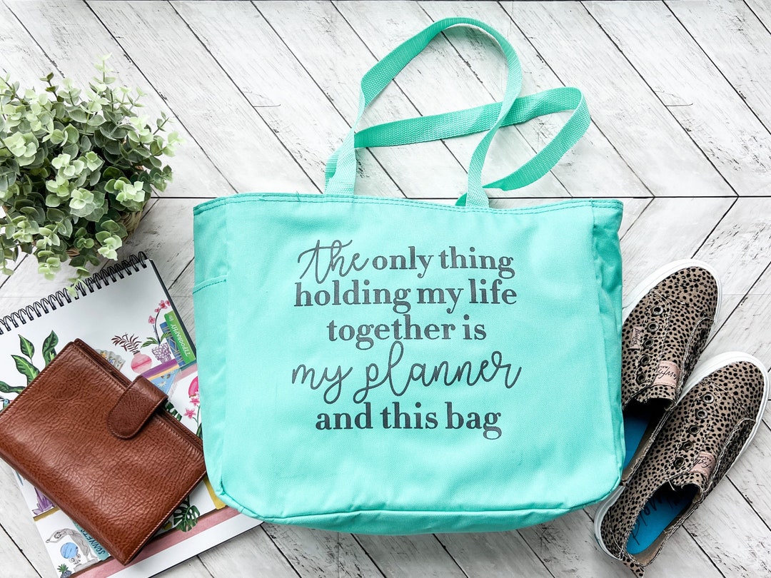 PLANNER Tote Bag Aqua Etsy