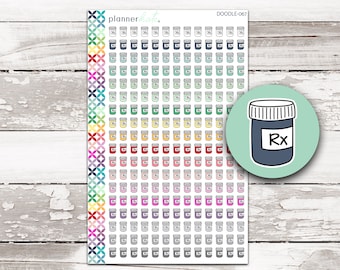 DOODLE-067 || PRESCRIPTION / Rx BOTTLE Doodle Planner Stickers