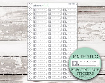 MNTH-141-G || ELECTRIC DUE Bill Stickers for 7x9 Planner