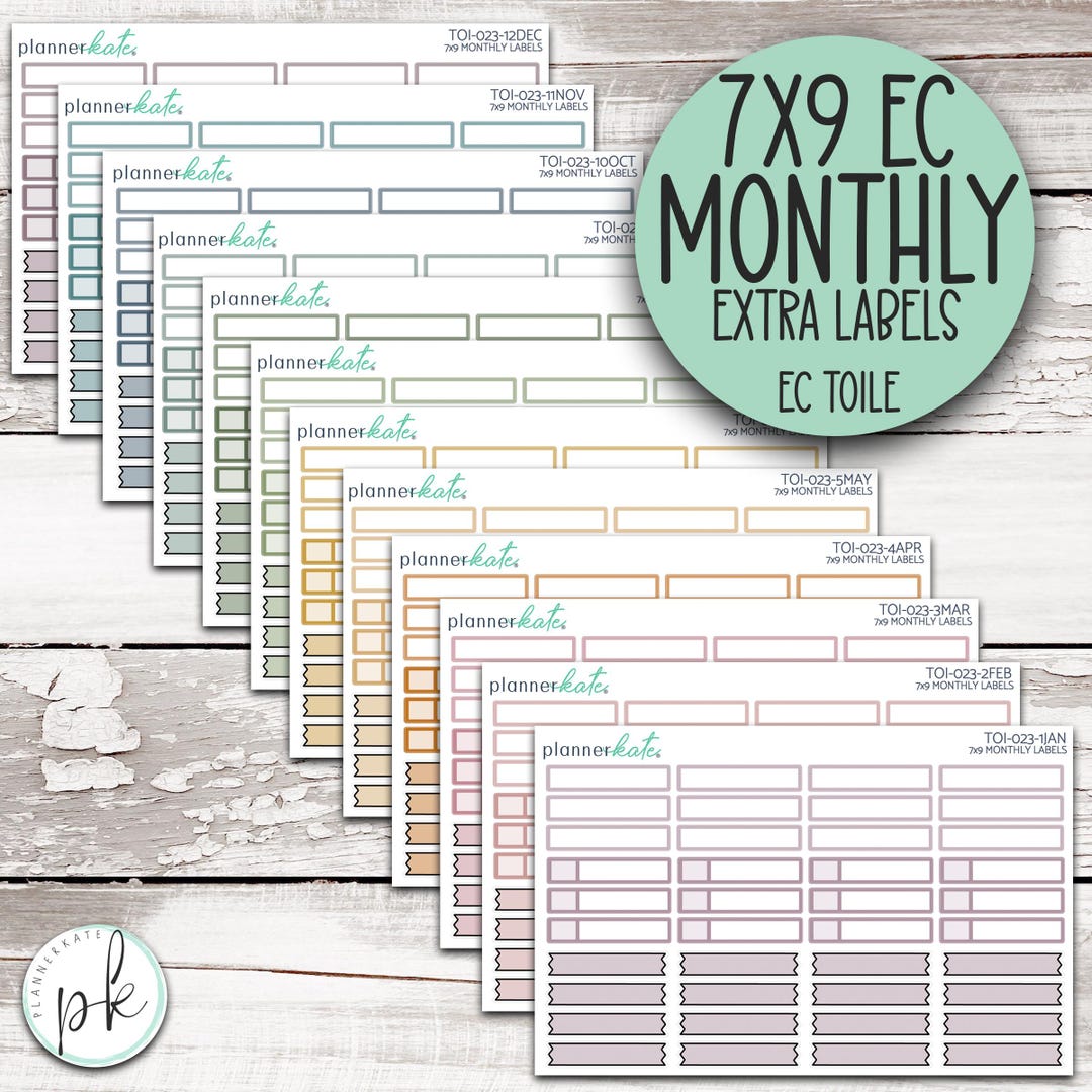 TOI-023 || EC 7x9 Monthly Extra Labels - EC Toile - Etsy