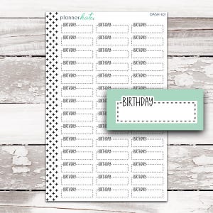 DASH-101 || BIRTHDAY Dash Quarter Box Planner Stickers