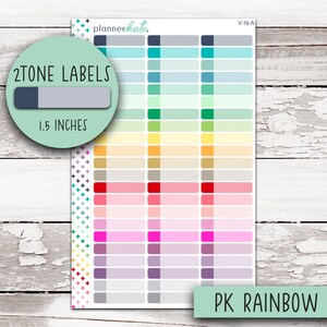 V-19-A || Two Tone Skinny Labels for 7x9 Planners - PK Rainbow