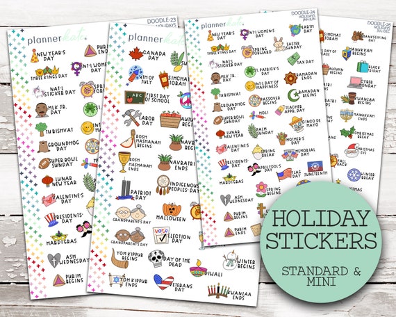 DOODLE-23-26 HOLIDAY Planner Stickers Standard Mini Size S-1569 S-1570 