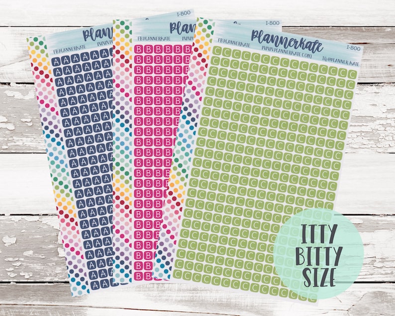 I-500 || Itty Bitty Custom INITIAL SQUARES Planner Stickers photo