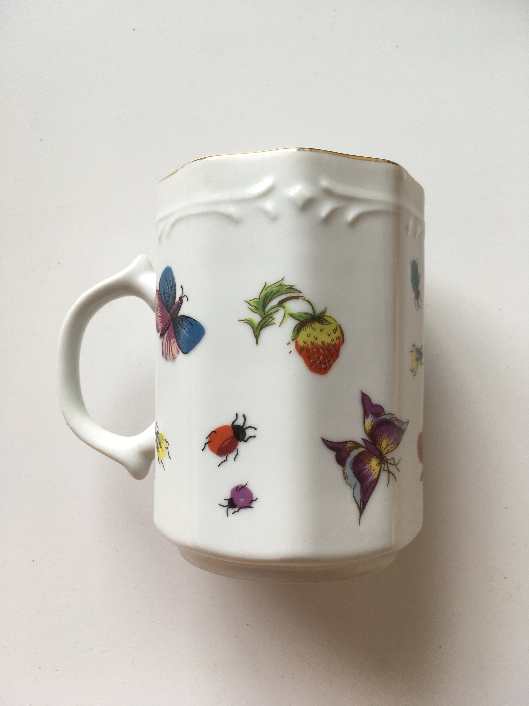 The House of Ardalt Porcelain Butterfly and Strawberry Mug Etsy