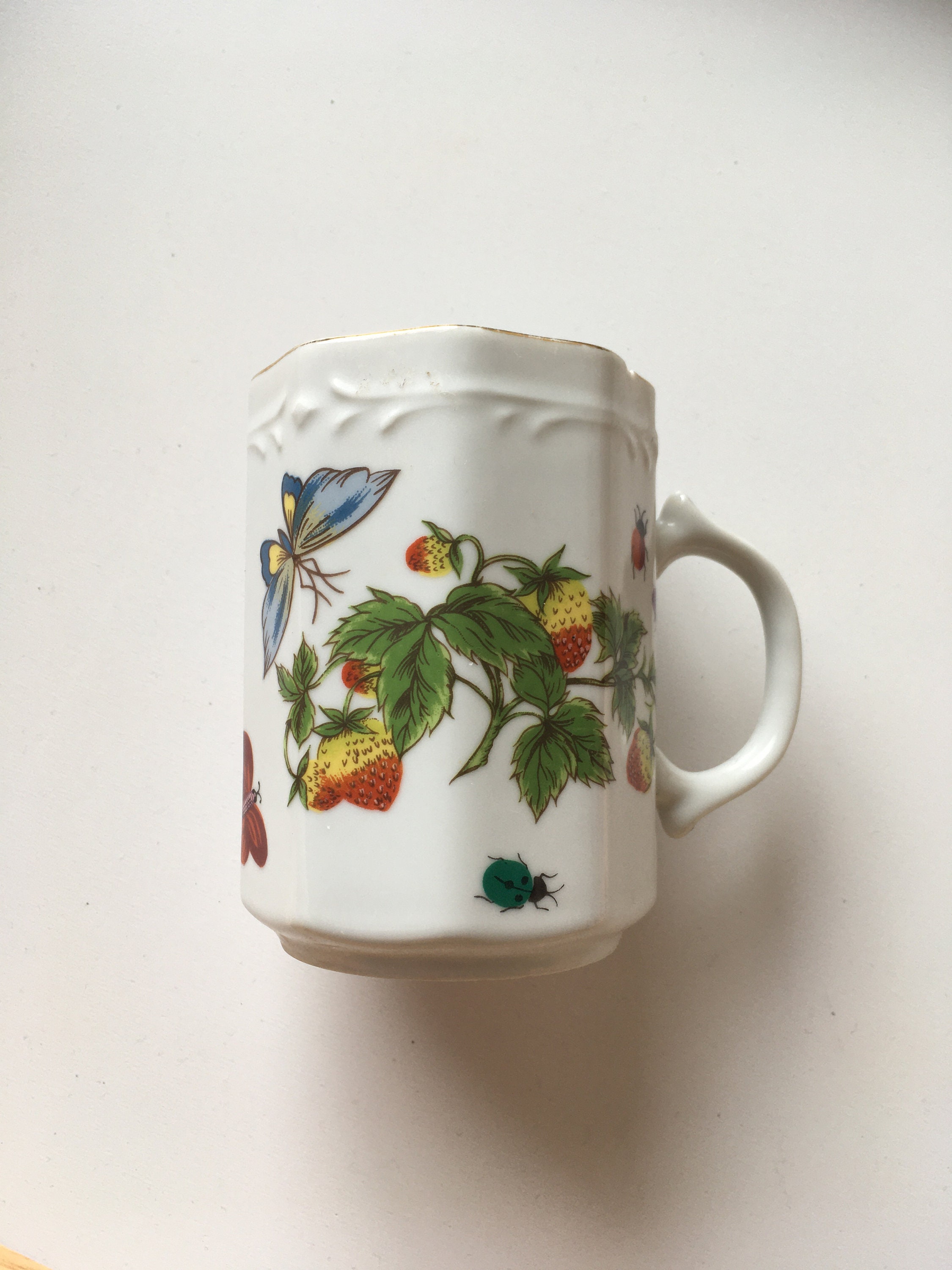 The House of Ardalt Porcelain Butterfly and Strawberry Mug Etsy