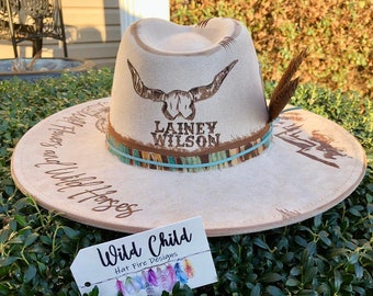 Lainey- Wildflowers and Wild Horses - Custom Burned Hat