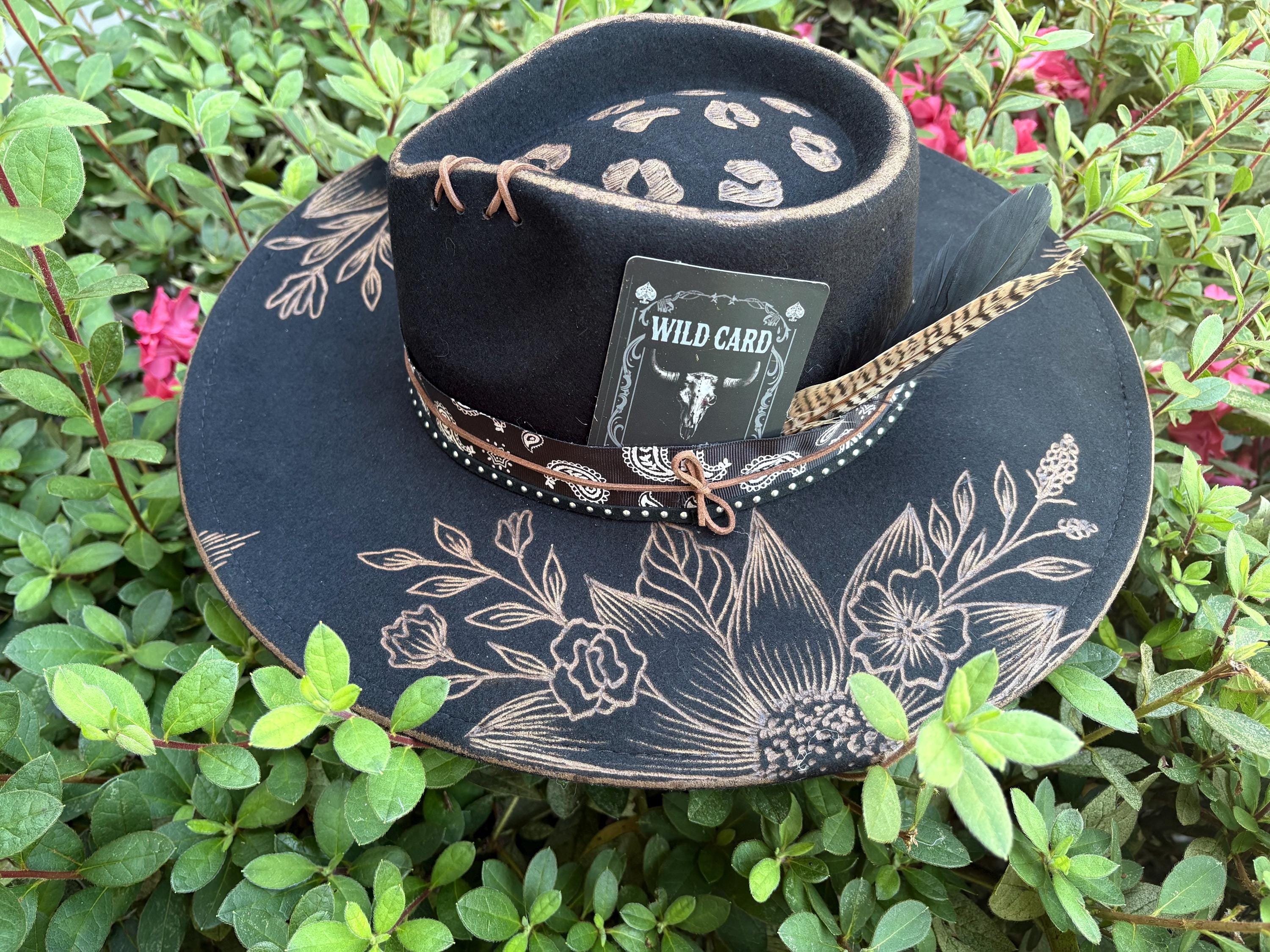 Wild Card - Hand Burned Black Hat, Bandana, Wild Child, Best  display picture 1