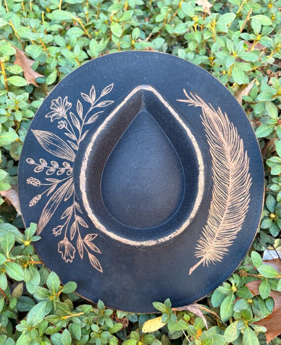Custom Hand Designed Hat, Made by Seller Custom Hand Burned Hat | Hand Burned Wide Brim Hat | Custom  main image 2