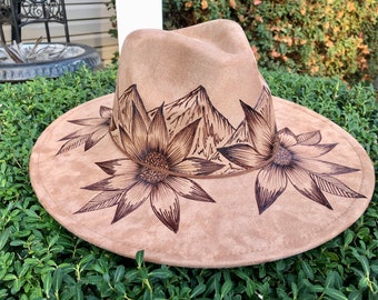 Mountain Sunflower - custom burned hat