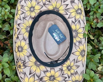 Painted, Burned Floral Cowboy Hat - Authentic Handmade, Wide Brim, Wild child, Rodeo, Wildflowers, Concert, Best Seller, Custom, Floral