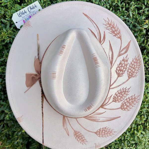 Tumbleweed - Authentic Hand Burned Hat, Wild child, Wheat, Best Seller, wide brim, cowboy, concert, custom, rodeo, western