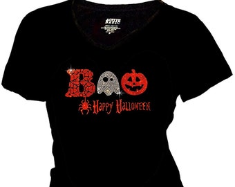 Boo Halloween T-Shirt, Spooky Season Cotton Blend Top