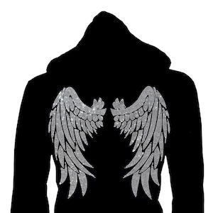 Women&#39;s Zip up Hoodie Sweater, Bling Rhinestones New Wide Angel Wings S-4XL, Two Pockets with rhinestones  EVENT, CONCERT, PARTY