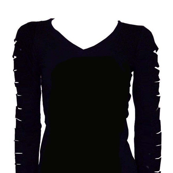 Womens Tops Shirts FREE SHIP Cut Out,Ripped Arms Long Sleeves T-Shirt Stretch Shirt Great Deal