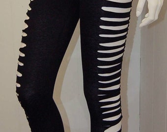 Plus Size Ripped Cut-Out Leggings: Stretchy Punk Style