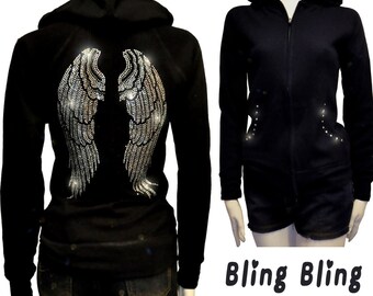 Afro Lady Women/'s Sweatshirt Plus Size Unisex Bling Beautiful Lady Handmade