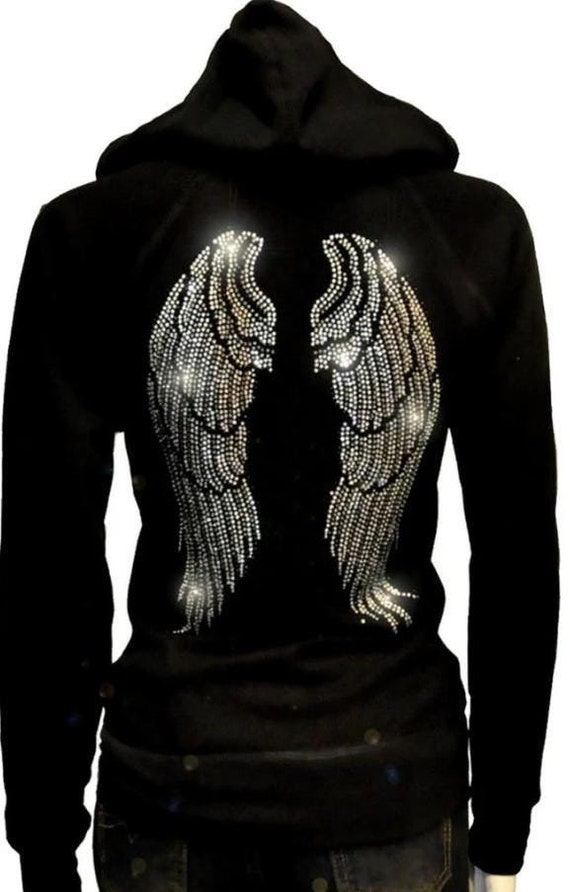 Lady Bling Angel Wings Rhinestone Hoodie Sweater Full Zip up Thick S M L 1X 2X 3X 4XL 5XL EVENT CONCERT PARTY Etsy UK