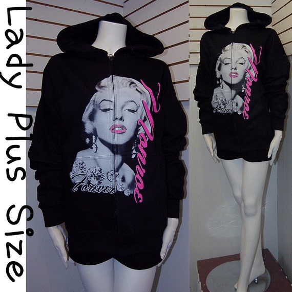 LADY Plus Size Angel Long Wings Rhinestones Hoodie Sweater Thick Zip-Up 1X2X3X4X
