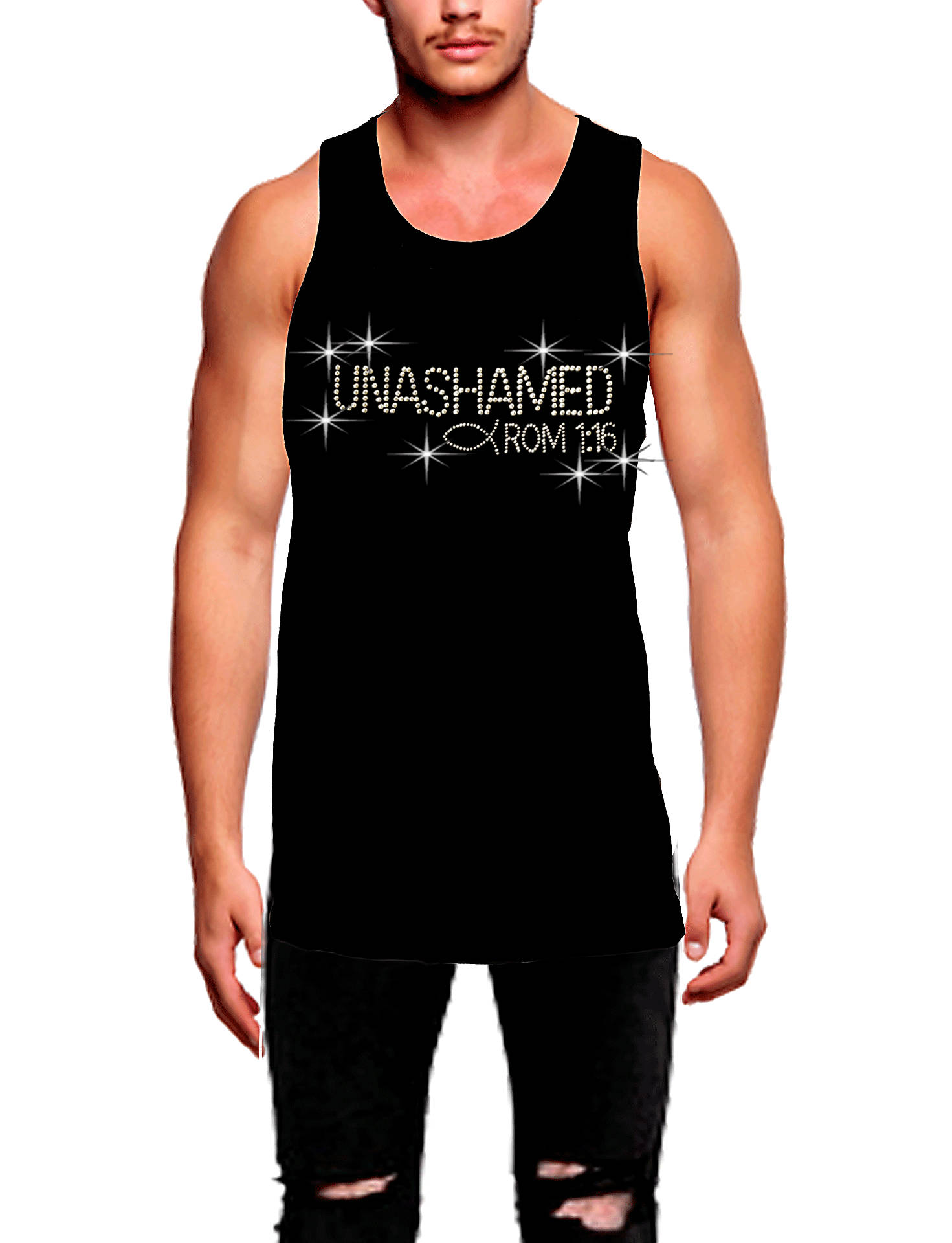Men Tank Top Bling Bling Rhinestone Tank Top Shirt,unashamed