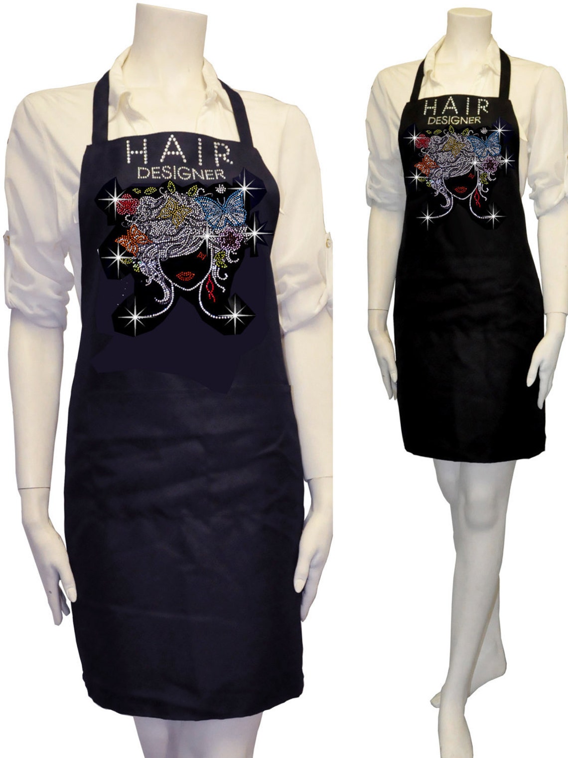 Bling Rhinestones Apron Hair Stylist Salon Beauty Girl With Etsy