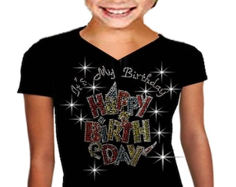 Bling Bling It's My Birthday & HAPPY BIRTHDAY, Rhinestone T-Shirt Girls size 10, 12