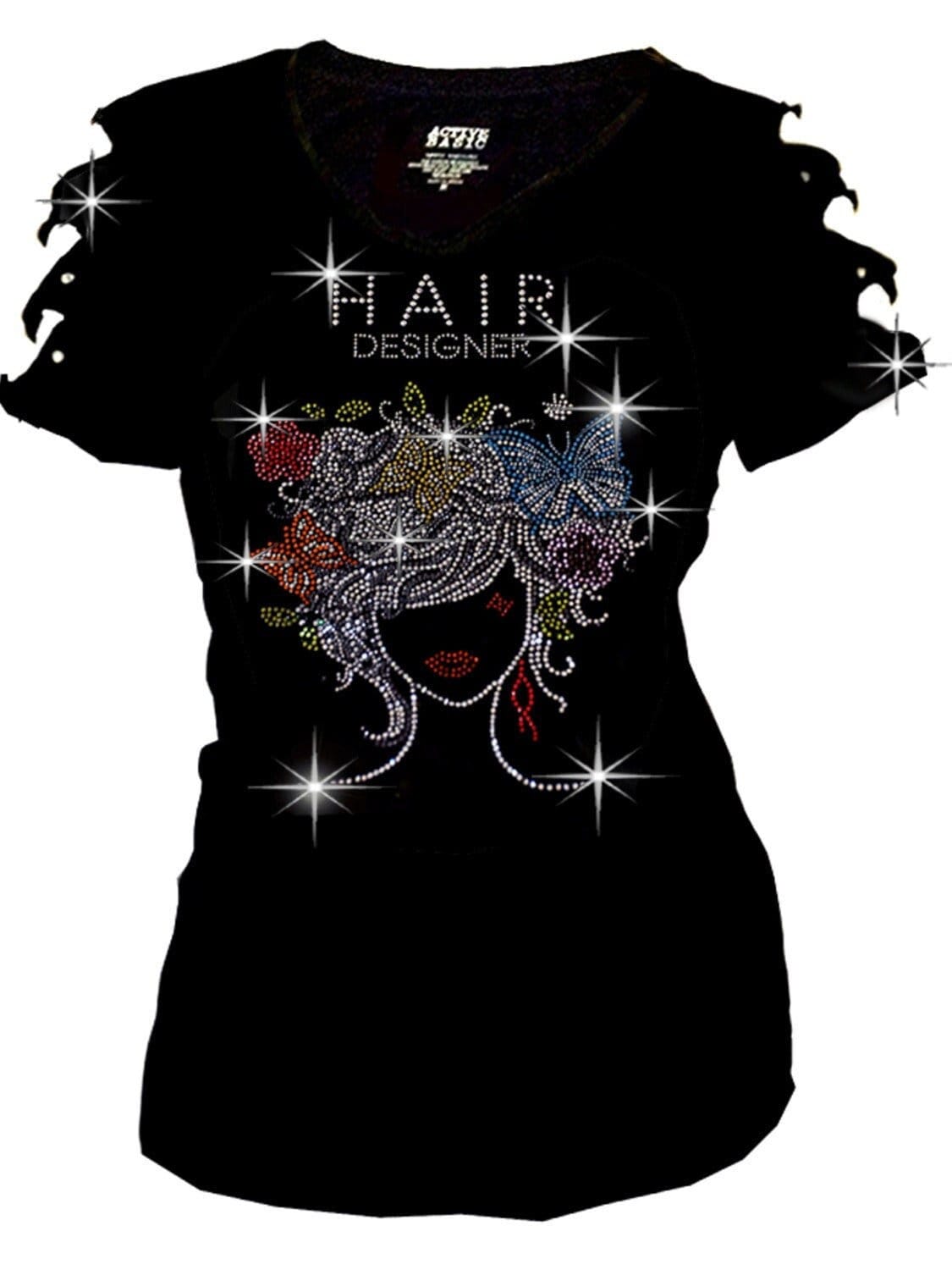 CHANEL★素敵！23K Black Logo Graphic/Beaded T-Shirt NWT CHANEL 23K Black Logo Graphic/Beaded T-Shirt Size F 34