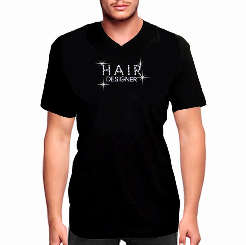 Men Hair Stylist Designer T Shirt W Rhinestones Sequin Angel Etsy
