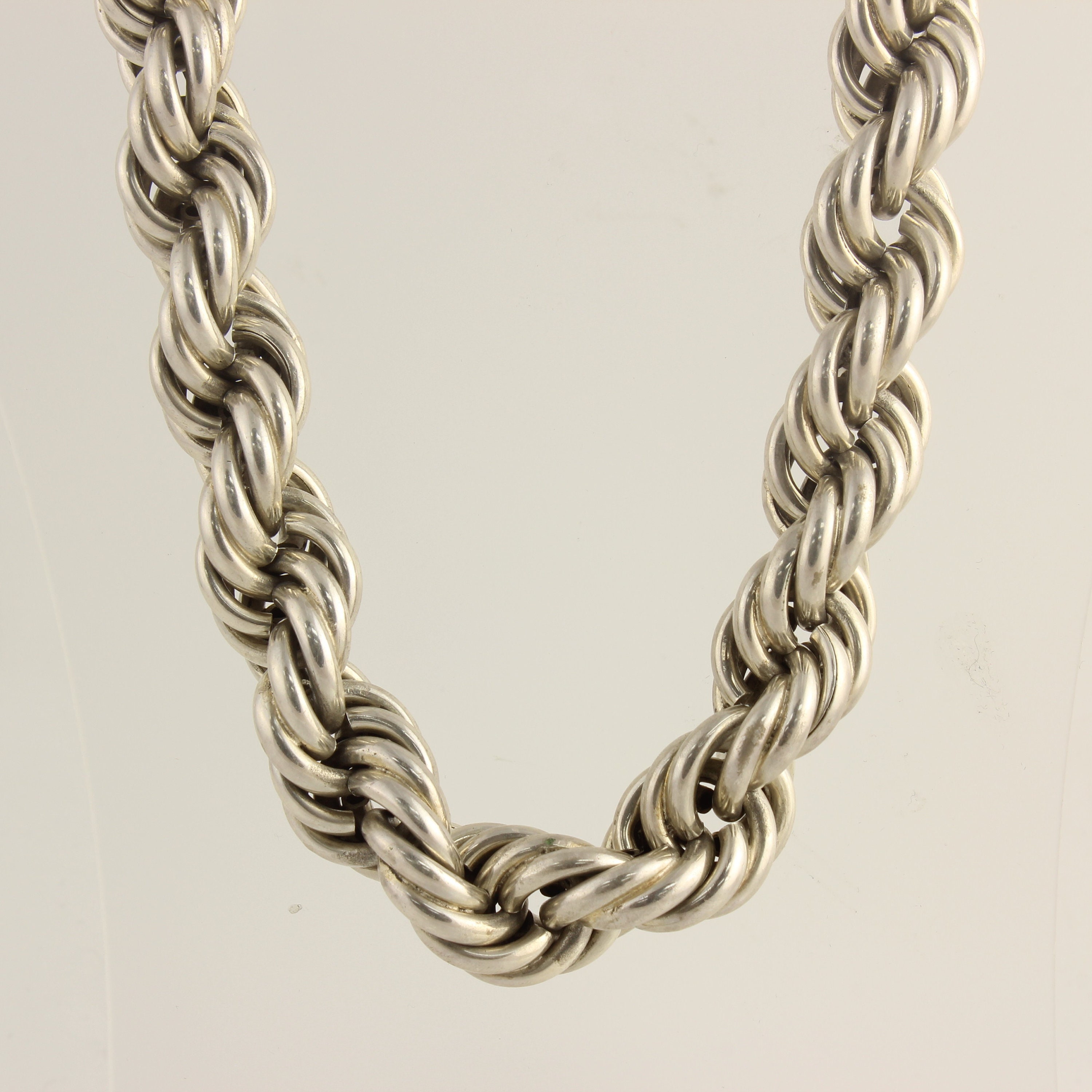 Huge Estate Solid Twisted Rope Chain 925 Sterling Silver Etsy
