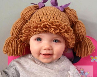 Cabbage Patch Kid Inspired hat/wig, Newborn photography prop, newborn boy, newborn girl, crochet hat, cabbage patch kid