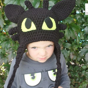 How to Train your Dragon Toothless hat, Children's hat, Adult hat, Night Fury, Crochet hat