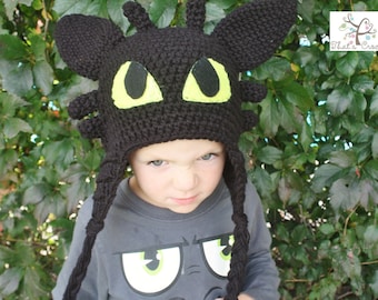 How to Train your Dragon Toothless hat, Children's hat, Adult hat, Night Fury, Crochet hat